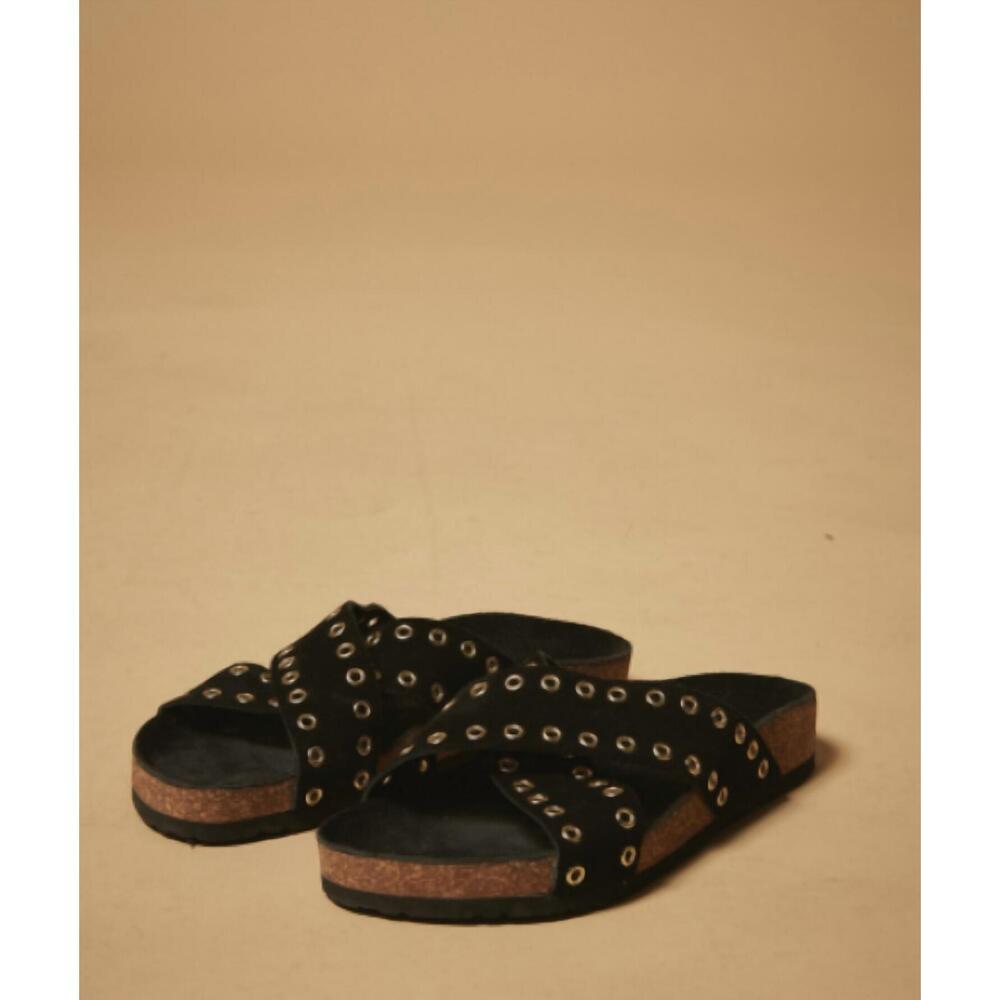 NEW HARTFORD edna eyelet sandal in black suede